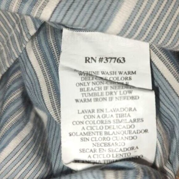 Perry Ellis Men's Blue Striped Long Sleeve Button Down Cotton Shirt Size Large - Picture 5 of 5